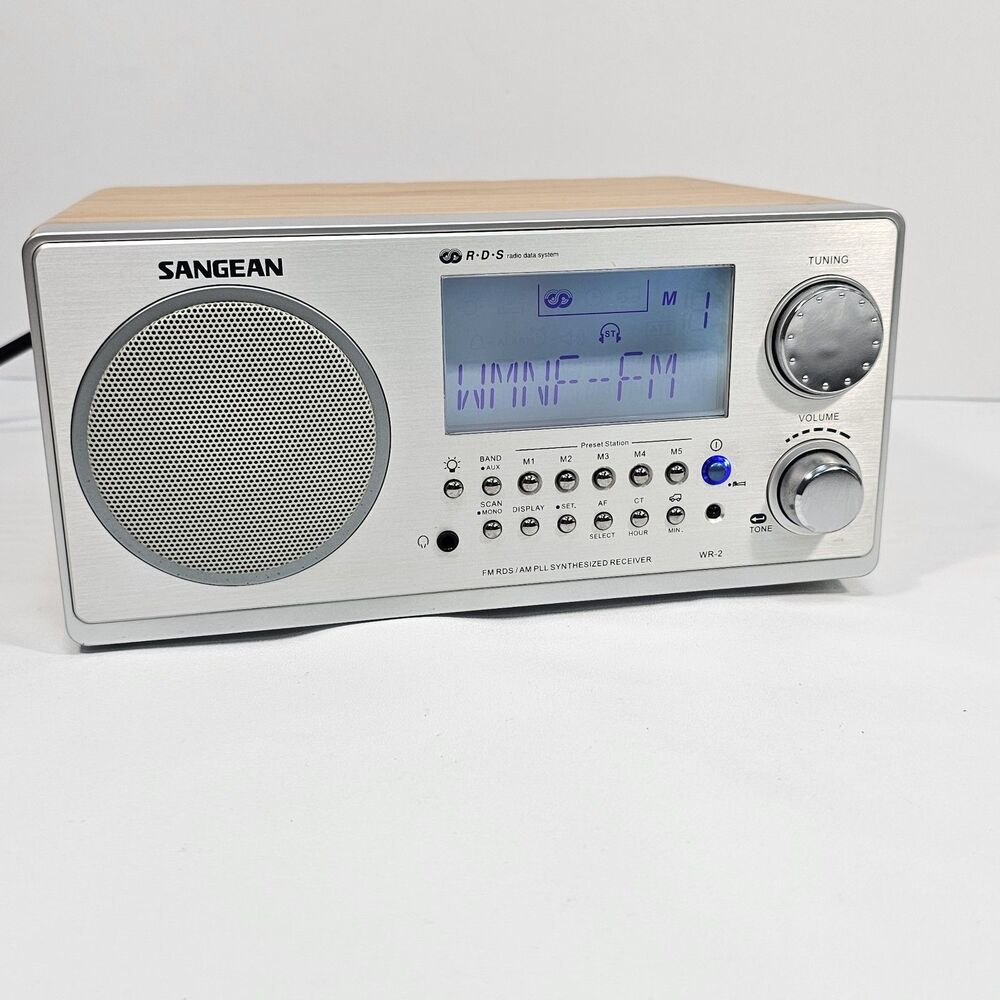 Sangean WR-2 FM RDS / AM Digital Receiver Oak Veneer Silver Radio No Remote